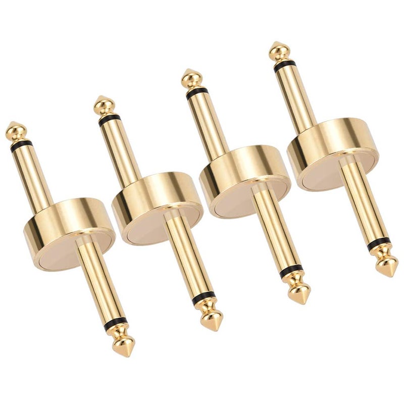 OTraki Z Type Guitar Pedal Connector 4 Pack TS Copper Male Connector Pedal to Pedal Guitar Pedal Coupler, 6.3mm 1/4 Inch Flat Patch for Effect Pedalboard Space Saving, Gold - Image 1